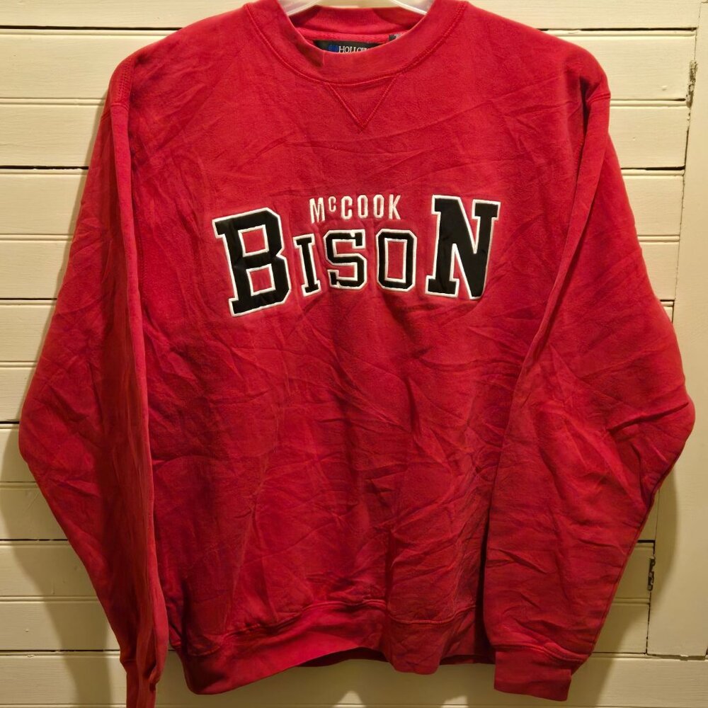 Holloway Sweatshirt Mens M Mccook Bison Crewneck Pullover Red Collegiate